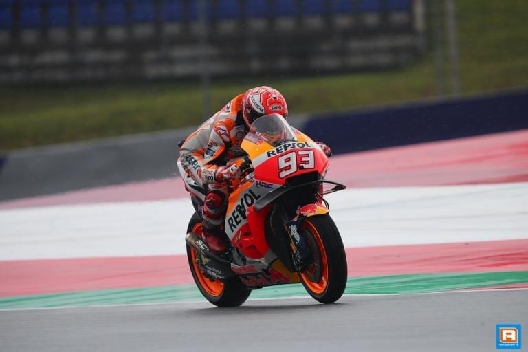 Márquez het snelst in FP3 onder wisselvallige omstandigheden in Oostenrijk